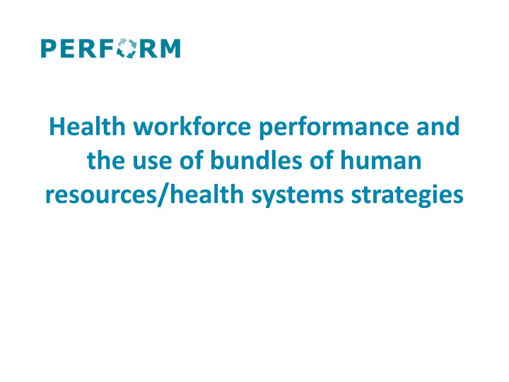 health workforce performance n.w