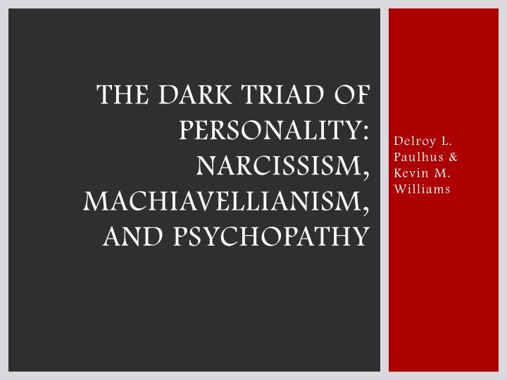 the dark triad of personality narcissism n.w