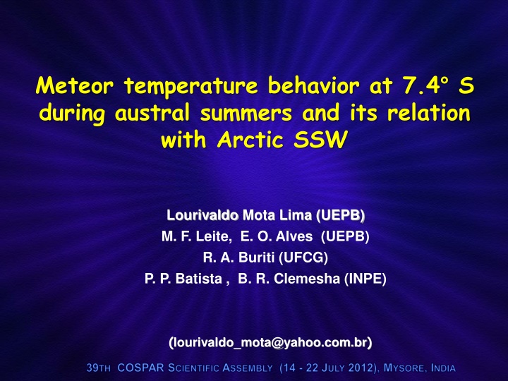 meteor temperature behavior at 7 4 s during n.w