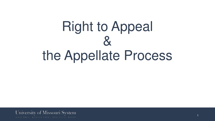 Right to Appeal & the Appellate Process