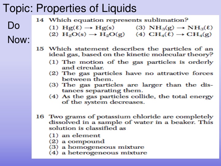 topic properties of liquids n.w