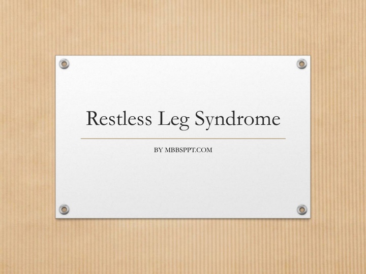 restless leg syndrome n.w
