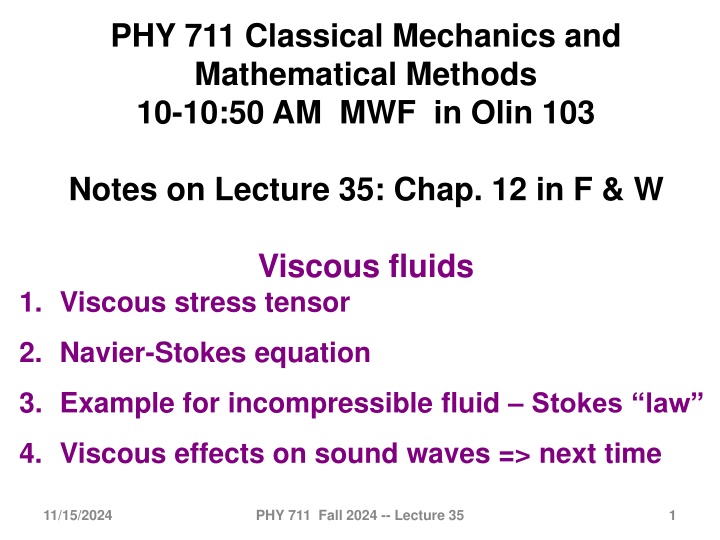 phy 711 classical mechanics and mathematical n.w
