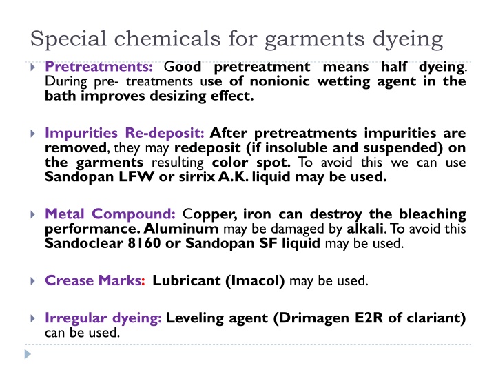 Chemicals for Garments Dyeing Pretreatments for Effective Coloration