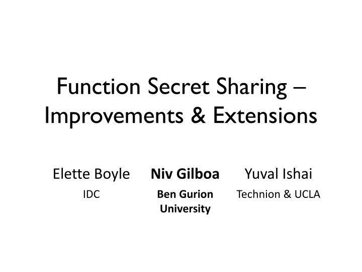 function secret sharing improvements extensions n.w