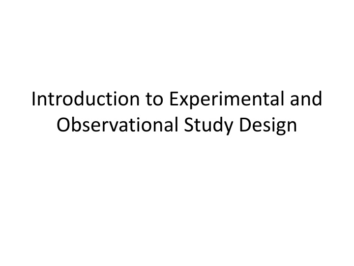 introduction to experimental and observational n.w