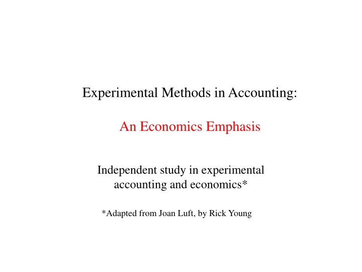 experimental methods in accounting n.w