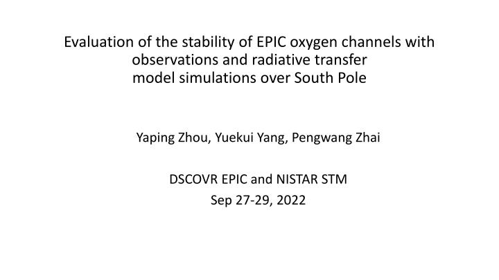 evaluation of the stability of epic oxygen n.w