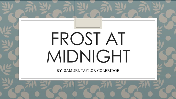 frost at midnight n.w
