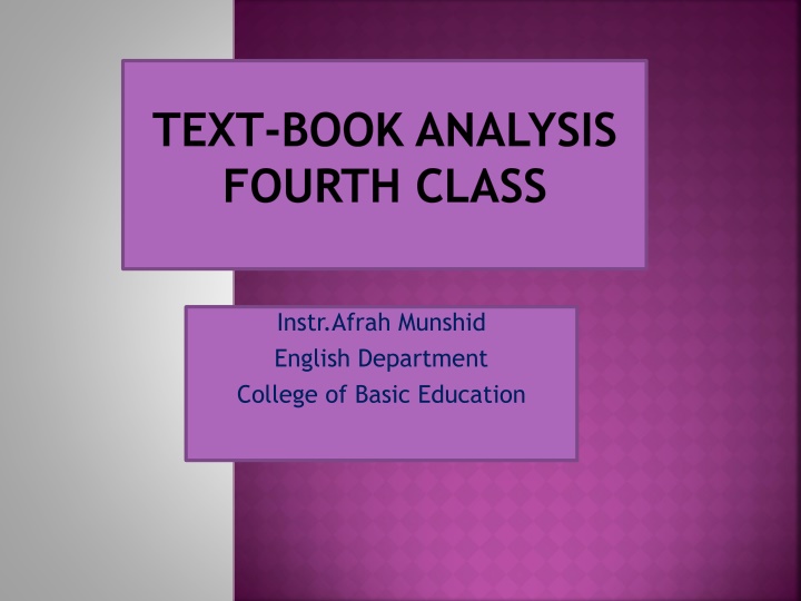 text book analysis fourth class n.w
