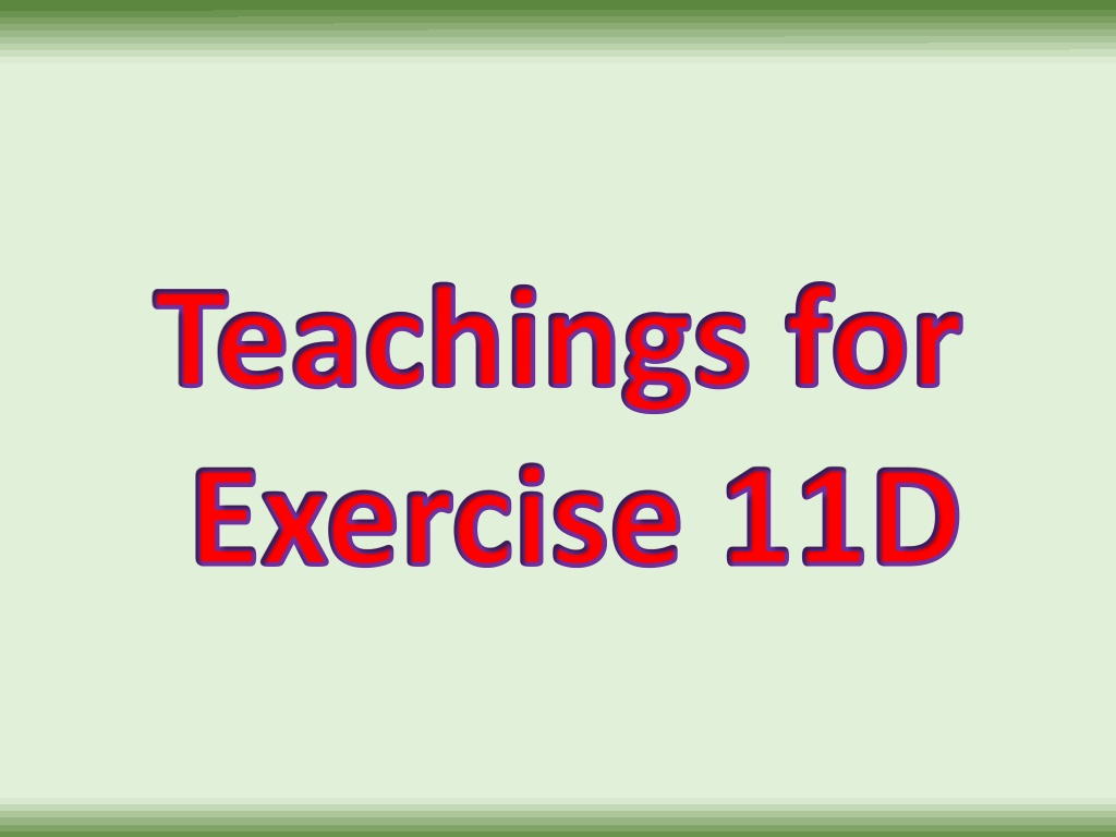 teachings for exercise 11d n.w