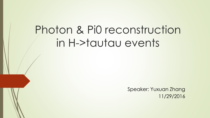 photon pi0 reconstruction in h tautau events n.w