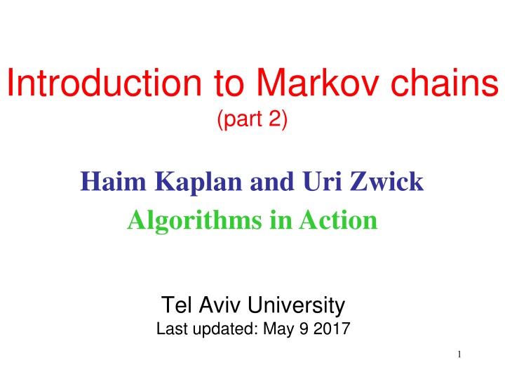 introduction to markov chains part 2 n.w