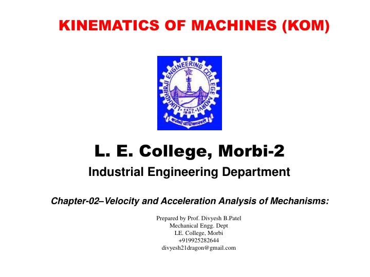 kinematics of machines kom n.w