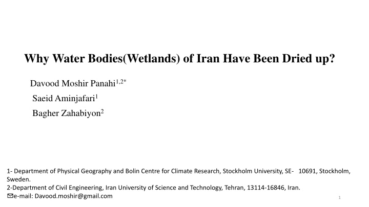 why water bodies wetlands of iran have been dried n.w