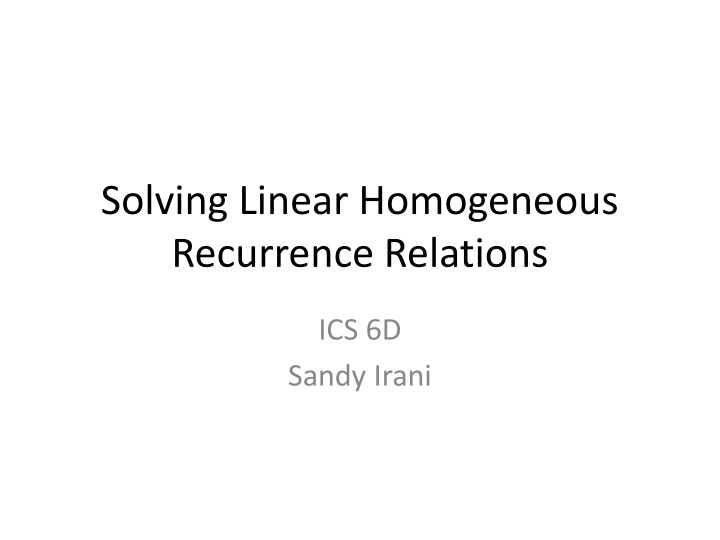 solving linear homogeneous recurrence relations n.w