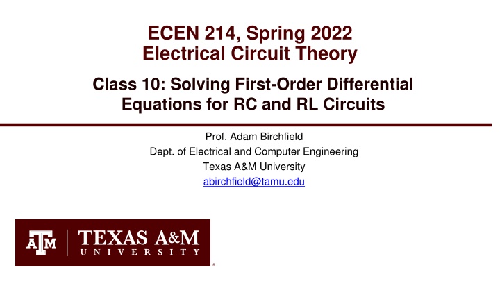 Solving First-Order Differential Equations in Electrical Circuits