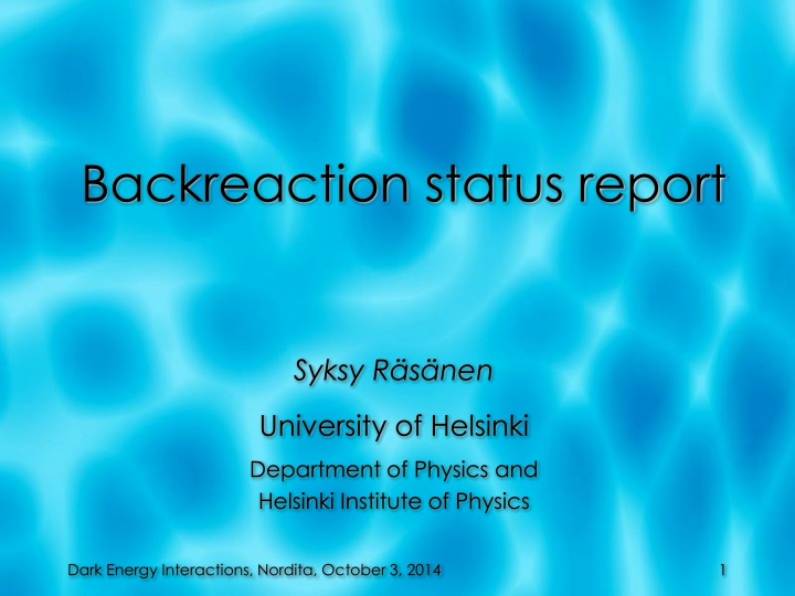 backreaction status report n.w