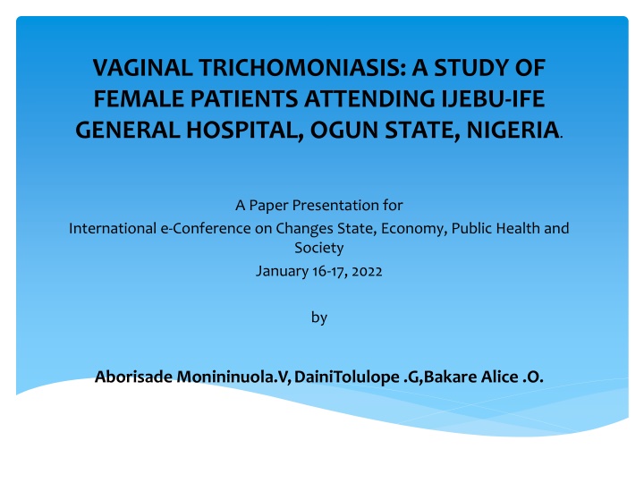 vaginal trichomoniasis a study of female patients n.w