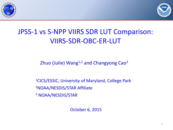 jpss 1 vs s npp viirs sdr lut comparison viirs n.w