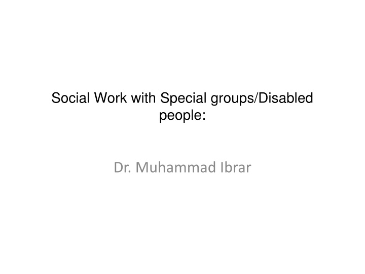 social work with special groups disabled people n.w