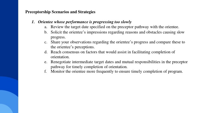 preceptorship scenarios and strategies n.w