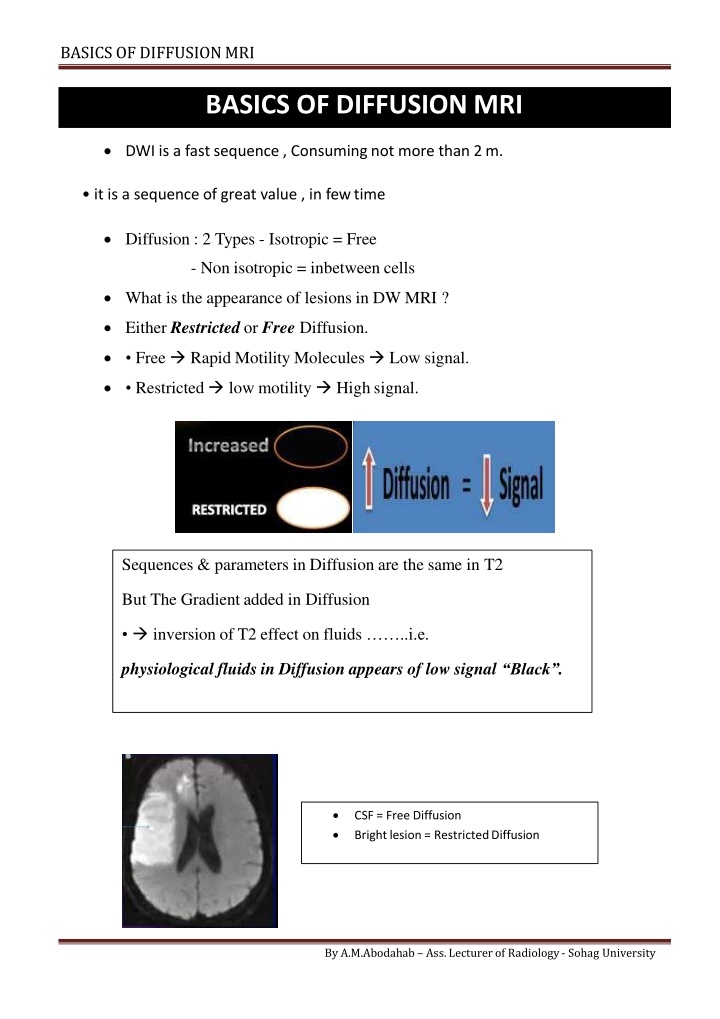 basics of diffusionmri n.w