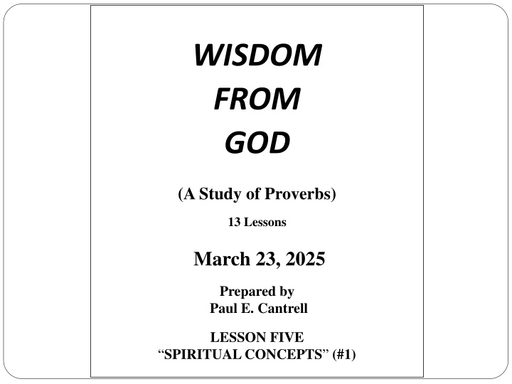 wisdom from god n.w