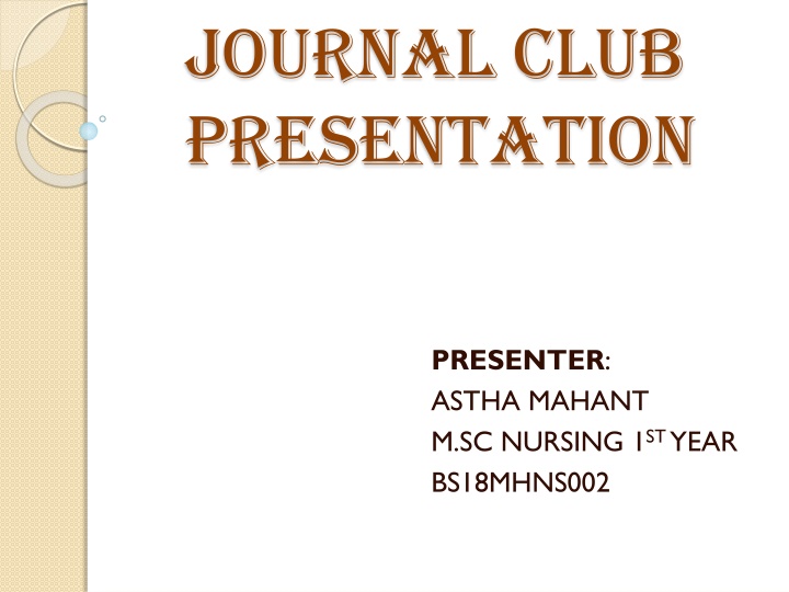 journal club presentation n.w
