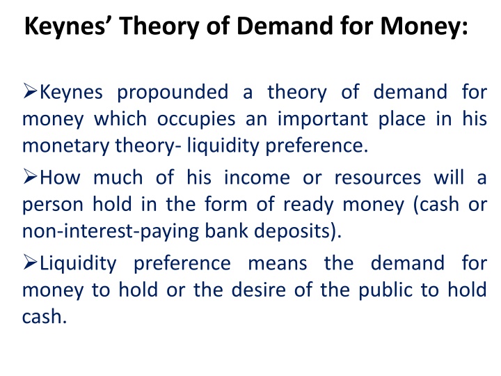 keynes theory of demand for money n.w