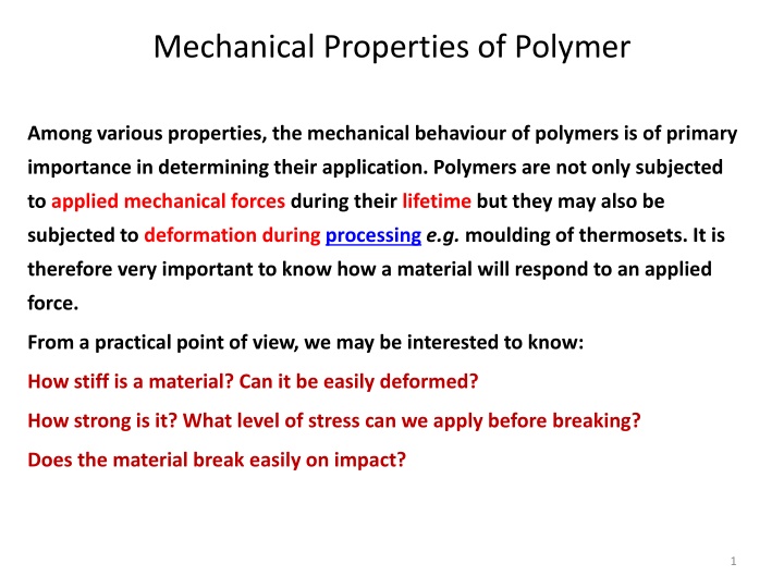 mechanical properties of polymer n.w