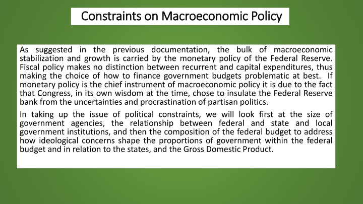 constraints on macroeconomic policy constraints n.w