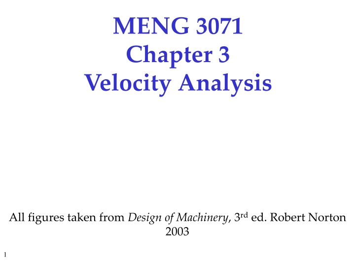 Velocity Analysis in Machinery Design