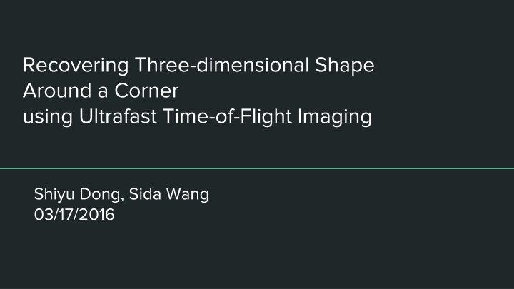 recovering three dimensional shape around n.w