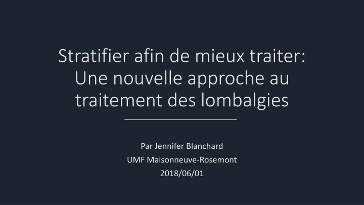 stratifier afin de mieux traiter une nouvelle n.w