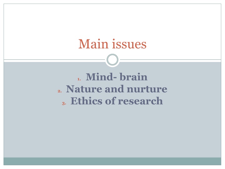 main issues n.w