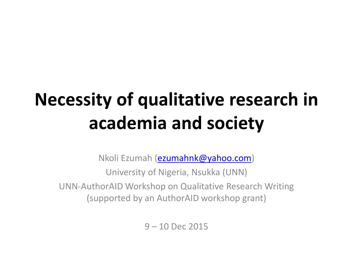 necessity of qualitative research in academia n.w