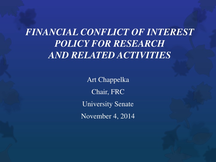 financial conflict of interest policy n.w