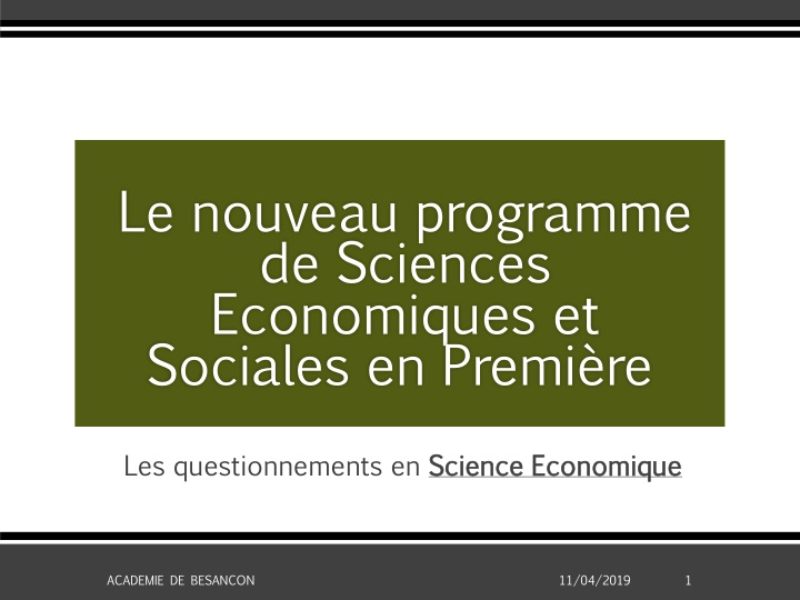 le nouveau programme de sciences economiques n.w