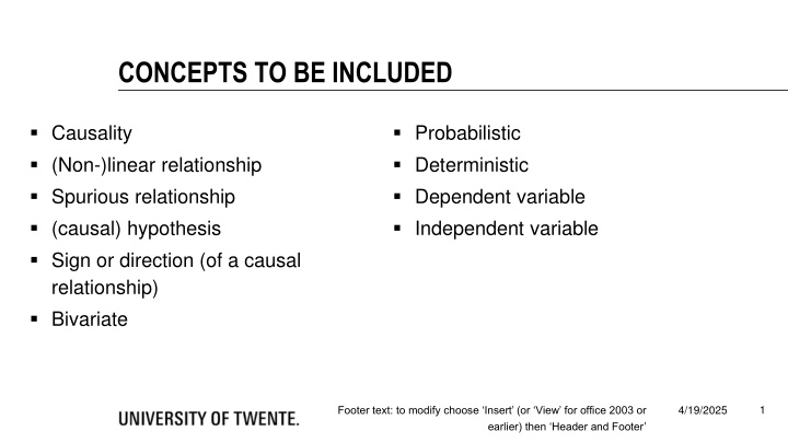 concepts to be included n.w