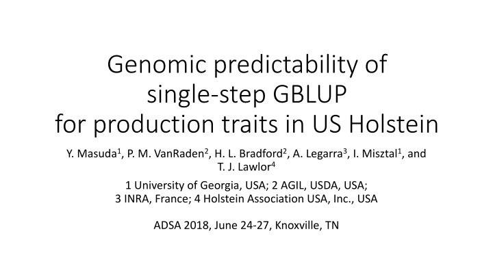 genomic predictability of single step gblup n.w
