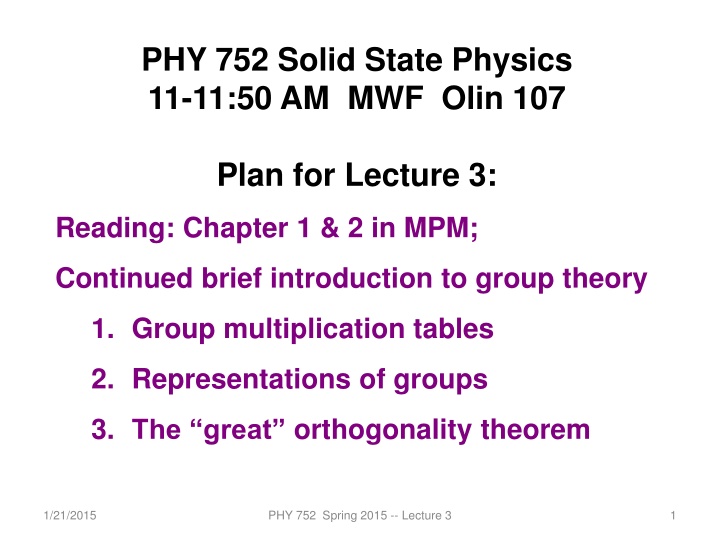 phy 752 solid state physics 11 11 50 am mwf olin n.w