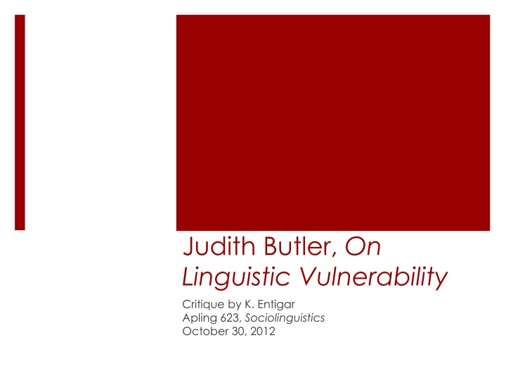 judith butler on linguistic vulnerability n.w