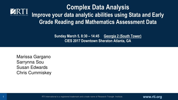 Enhancing Data Analytic Skills with Stata: PRIMR Study Overview