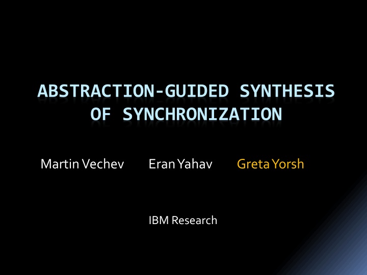 abstraction guided synthesis of synchronization n.w