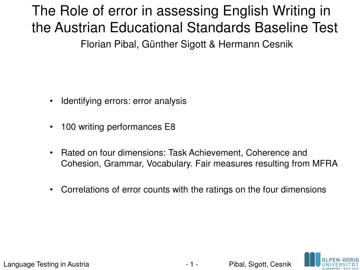 the role of error in assessing english writing n.w