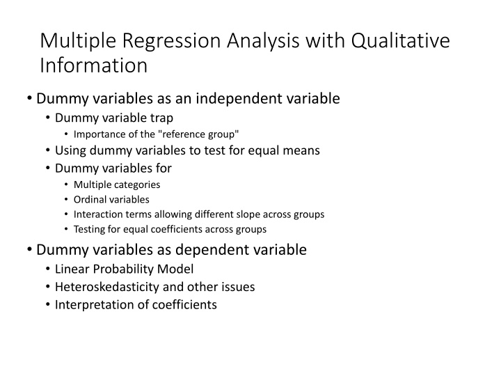 multiple regression analysis with qualitative n.w