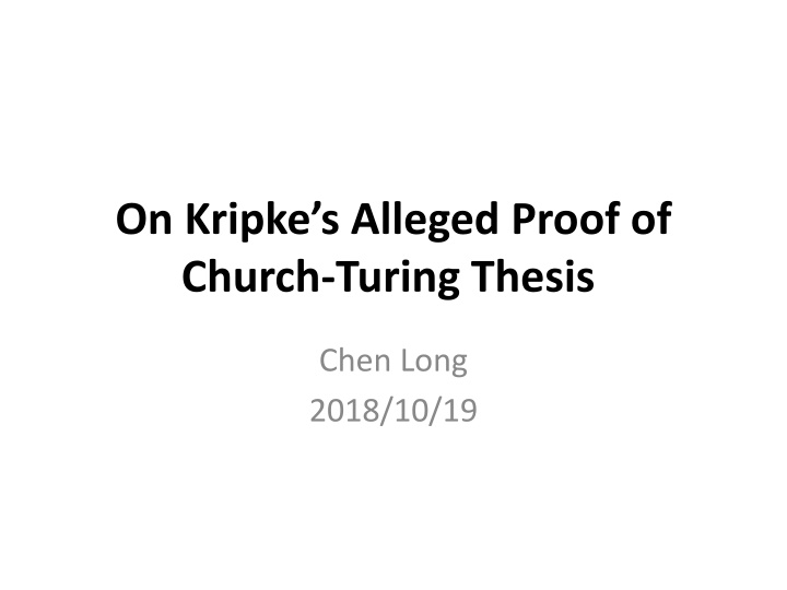 on kripke s alleged proof of church turing thesis n.w