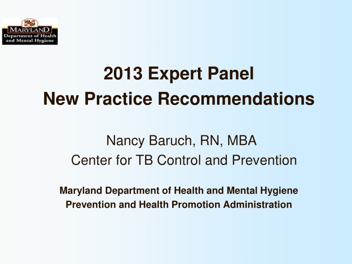 2013 expert panel new practice recommendations n.w