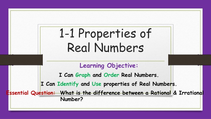 1 1 properties of real numbers n.w